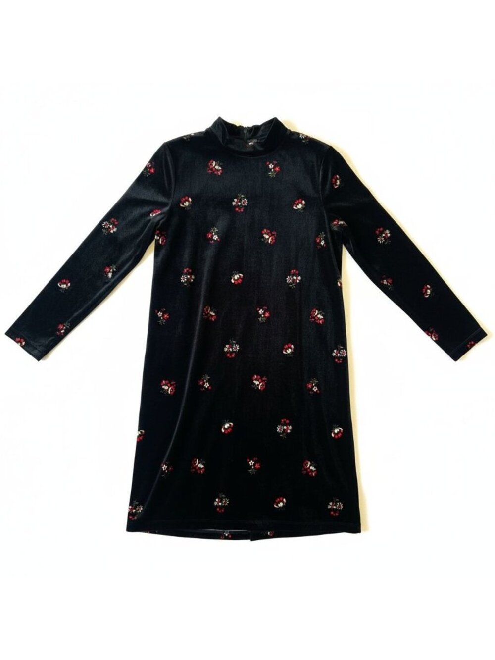 LOFT women's velvet floral dress, large petite, long sleeve, boho, preppy
